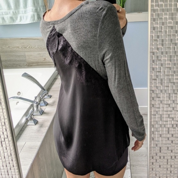 Long Sleeve Stretch Top with Knit Lace Back - Picture 7 of 16